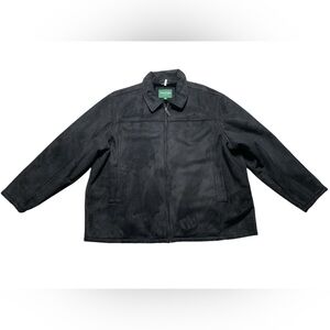 David Taylor Mens Faux Suede Jacket Black Full Zip Faux‎ Fur Lined 3XL RN 42000